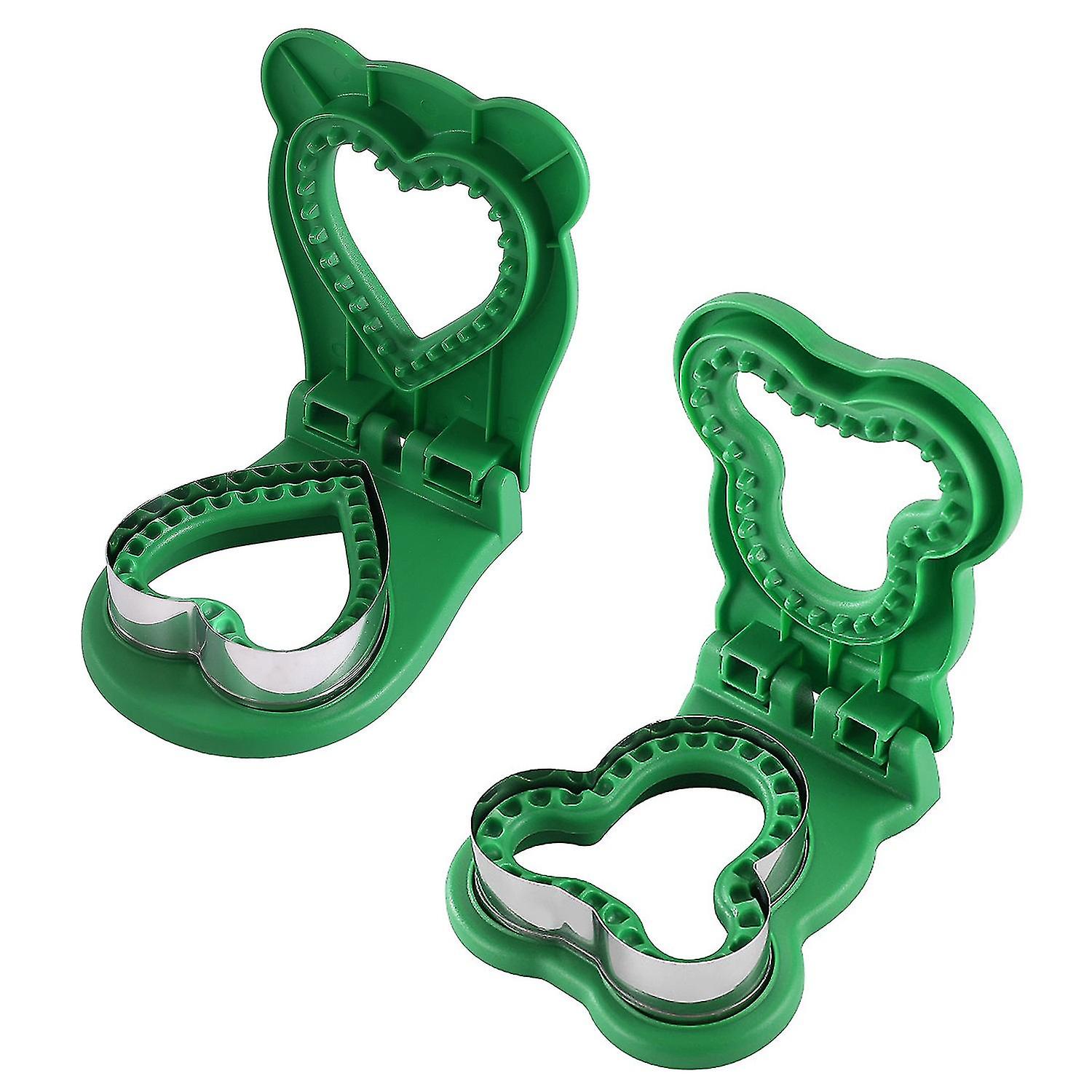 2Pcs Sandwich Cutter Sealer Easy to Clean Heart/Bear Shape Even Cuts Stainless Steel Decruster Sandw