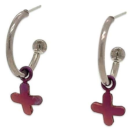 Ti2 Titanium Plus Charm Hoop Earrings - Brown