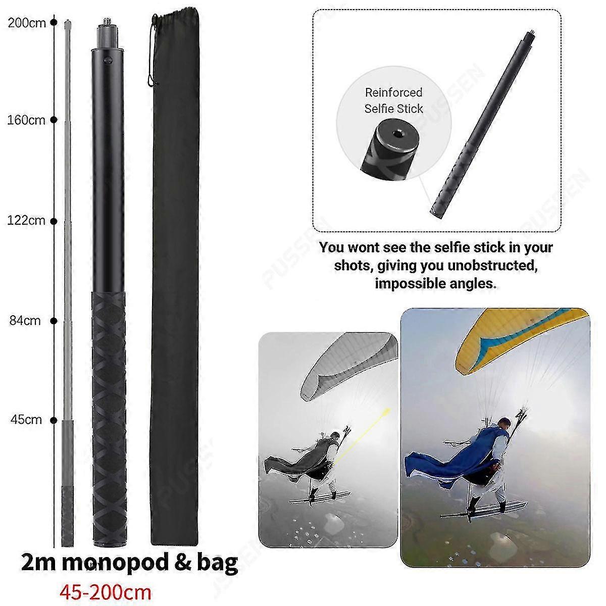 Tuyu Moto Vélo Invisible Selfie Stick Monopode Guidon Support de montage pour Gopro Max Hero 11 Insta360 One X2 X3 Accessoires