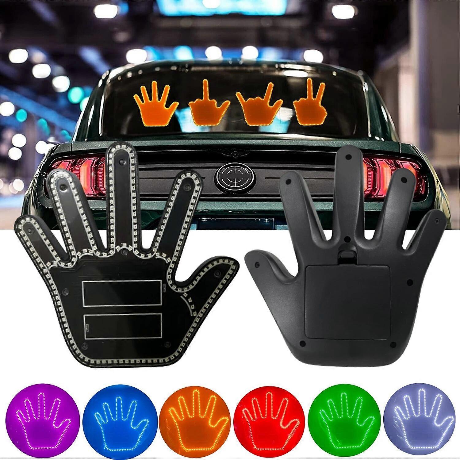 Flip Off Finger Light with Remote Car Guys Gift Truck Car Led Sign LED Hand Gesture Light Up Hand For Car Window FN9U8916