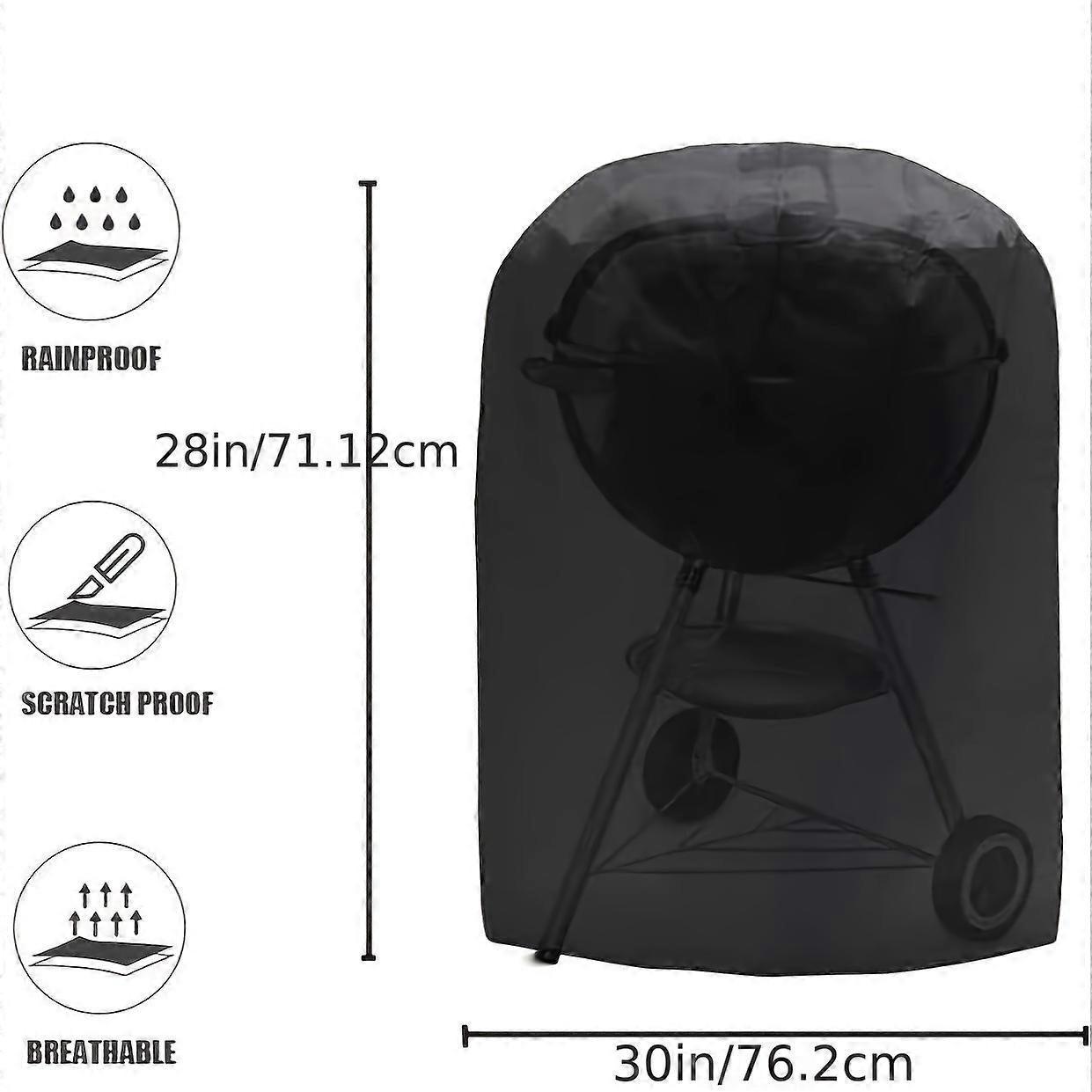 グリルカバー、バーベキューグリルカバー、ヘビーデューティー防水ラウンドグリルカバー、屋外垂直バレルクッカースモーカーカバー、チャコールグリルに適合、バーベキューアクセス