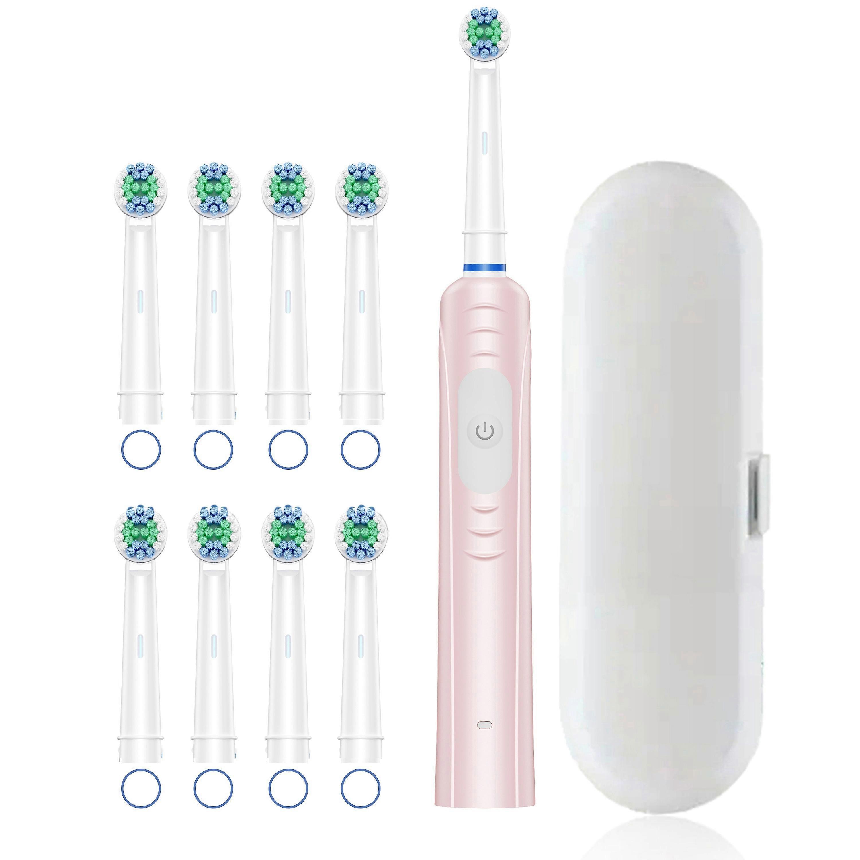 Electric Toothbrush With Rotating Round Head, Suitable For Adults, Comes With 8 Brush Heads + 1 Travel Case, Super Fast Cleaning Mode, Rechargeable El