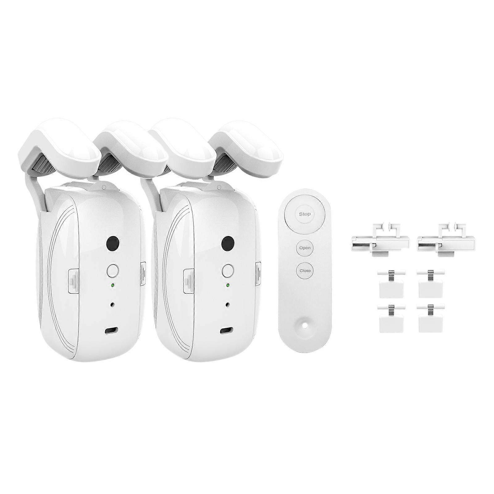 Smart Automatic Curtain Opener White with Timer for Roman Rod U Shaped Track Distant Control