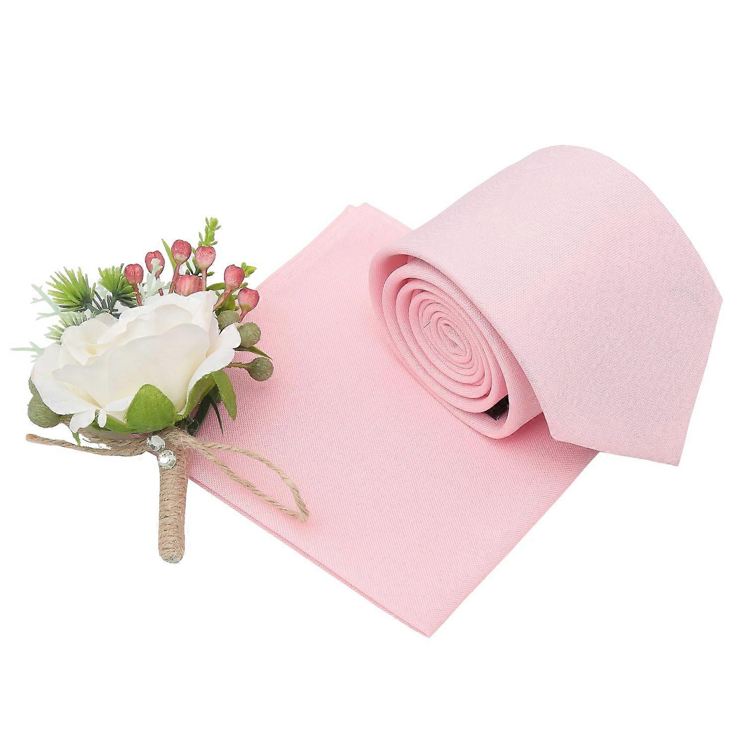 Baby Pink Plain Matte Tie And Pocket Square Set