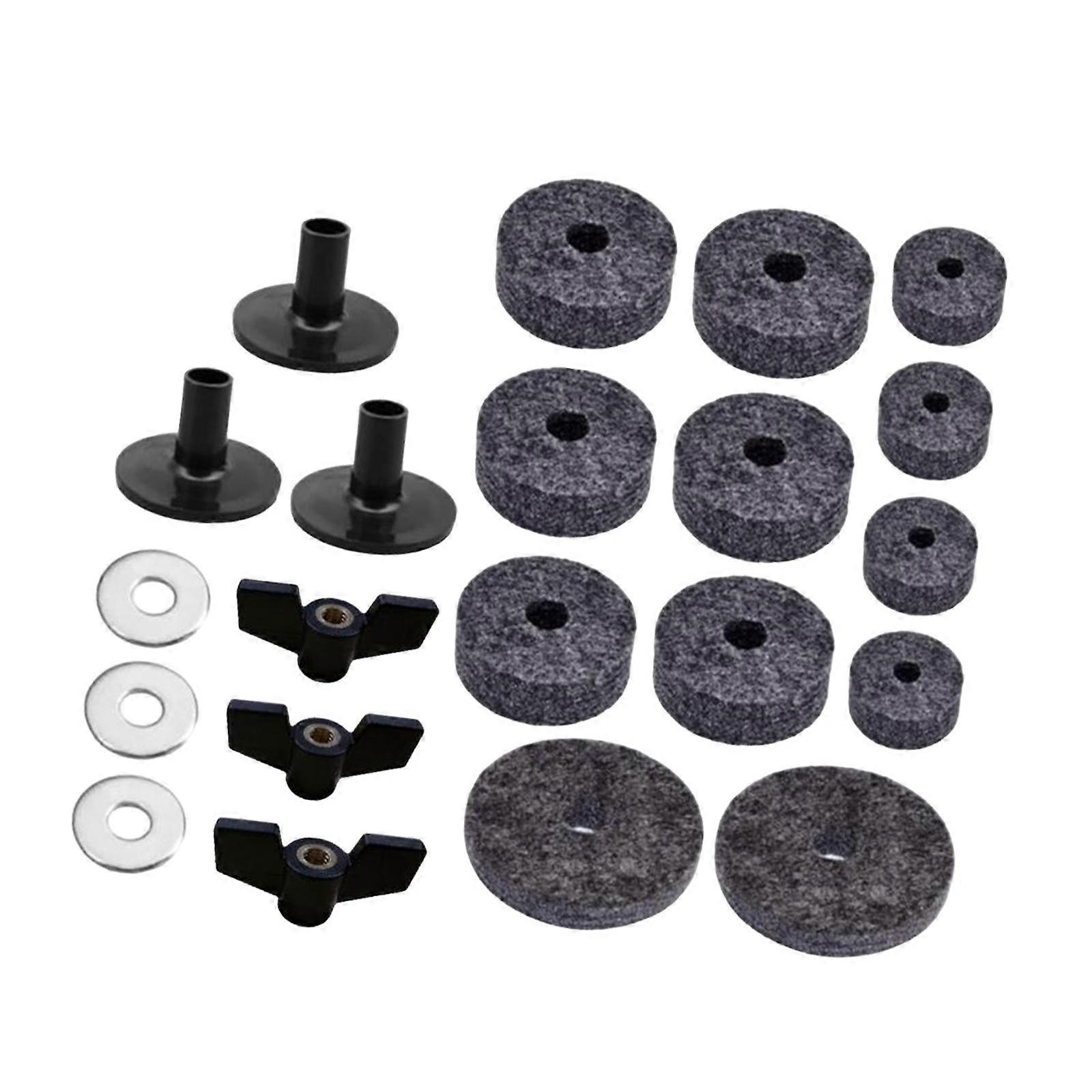 21x Cymbal Replacement Accessories with Wing Nuts Washers for Drum Set Parts Black