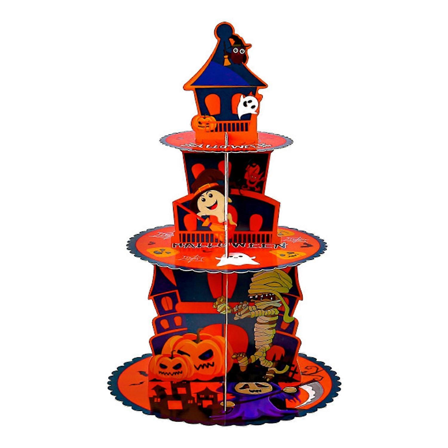 Halloween 3 Tier Cupcake Stand Tiered Pumpkin Ghost Cake Holder Dessert Tower Table Display Prop for