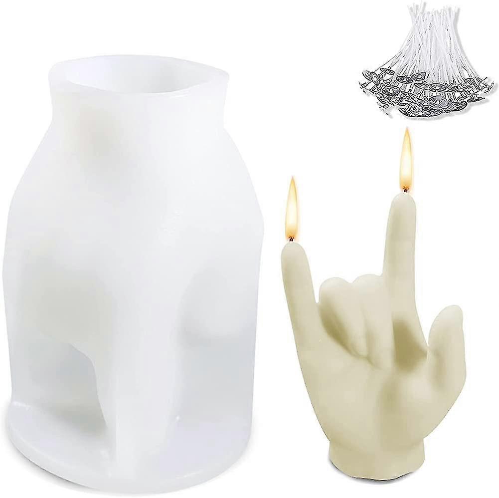Candle Shape Silicone With 50 Pieces Candle Wicks 3d Gesticulating Candle Shape
