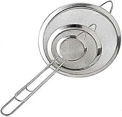 3PCS 7/12/18CM Fine Mesh Sieve/Mesh Colander with Kitchen Strainer Handle for Draining Noodle/Rice/Vegetable/Egg White etc