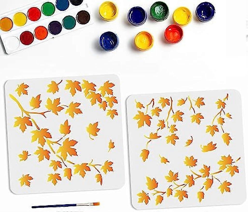 2pcs Maple Leaf Stencil Fall Leaf Stencils Reusable Maple Leaf Autumn Templates 11.811.8inch with Paint Brush for DIY Crafts Canvas Fabric Home Decor