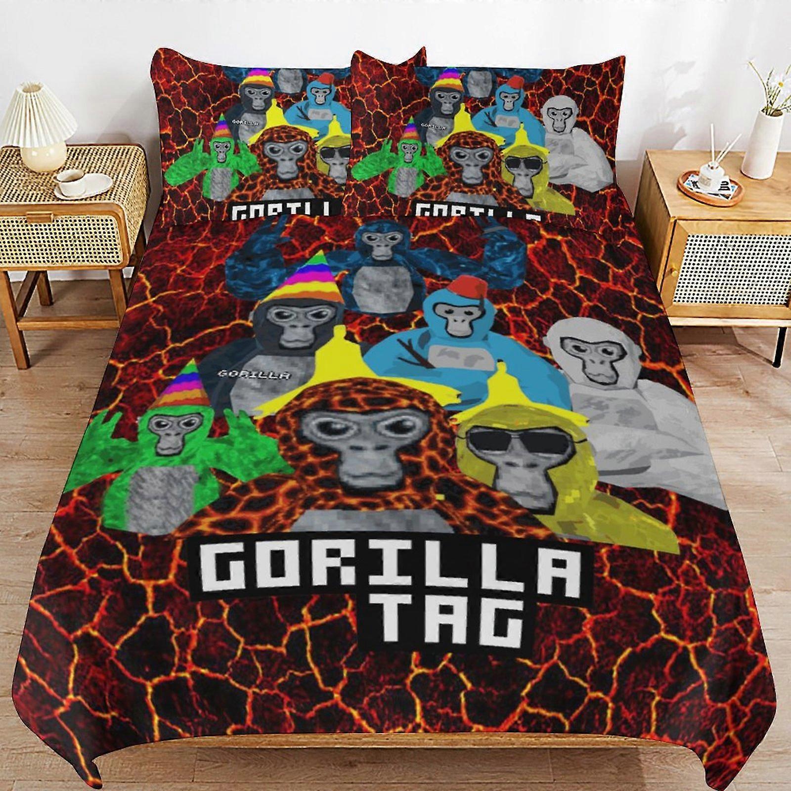 c476 Gorilla Tag vuodevaatteet pussilakana Mukavat ja kevyet sarjakuvavuodevaatteet 3-osainen sänkysetti Twin (1 pussilakana ja 2 tyynyliinaa) HN1059