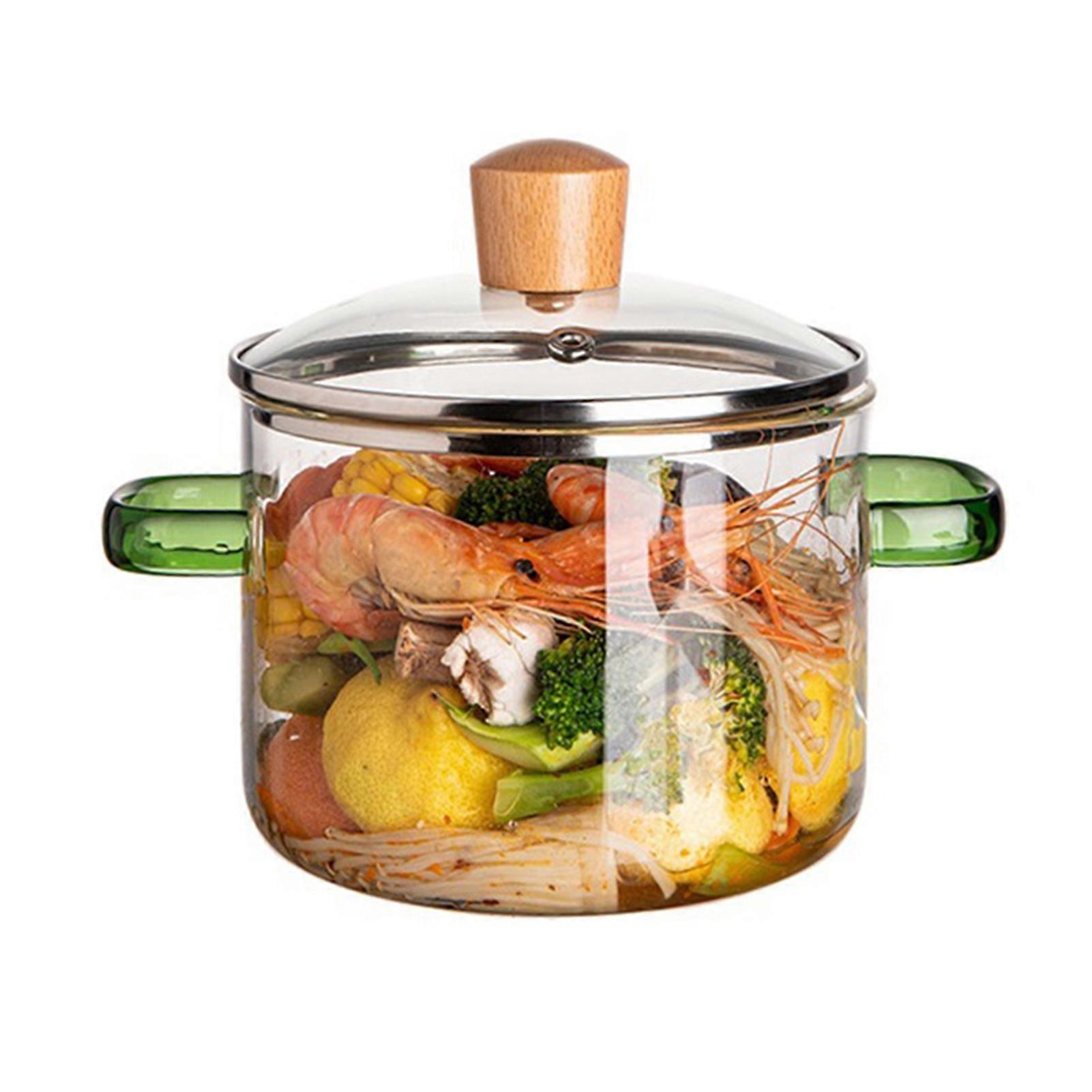 High Borosilicate Glass Simmer Pot Dust-proof Ergonomic with Handle Design for Use on Open Flames and Gas Stovetops