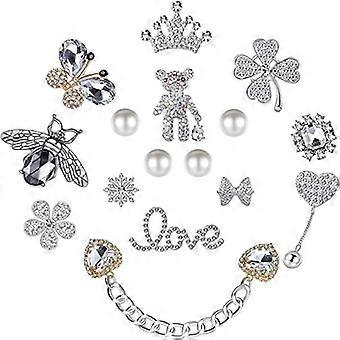 (Silber)Bling Kette Charms für Clog Schuhe Dekoration Luxus Strass Niedlich Diamant Bär Liebe Blume Schmetterling Krone Designer Schmuck Schuhzubehör