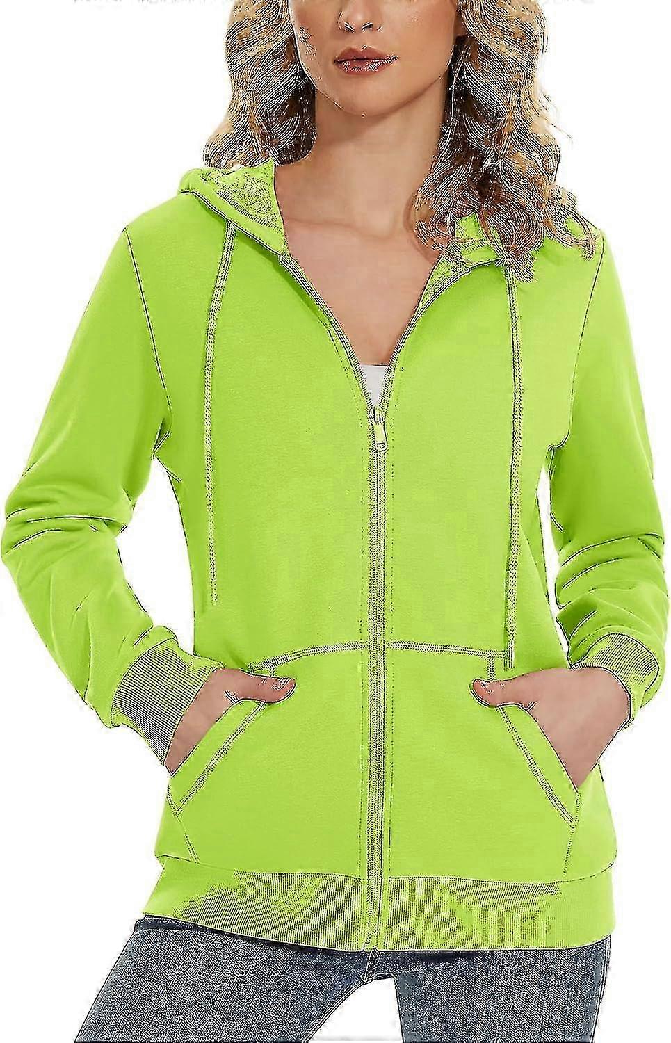 Felpa con cappuccio in pile da donna, casual, leggera, in spugna francese, con cerniera completa e tasche