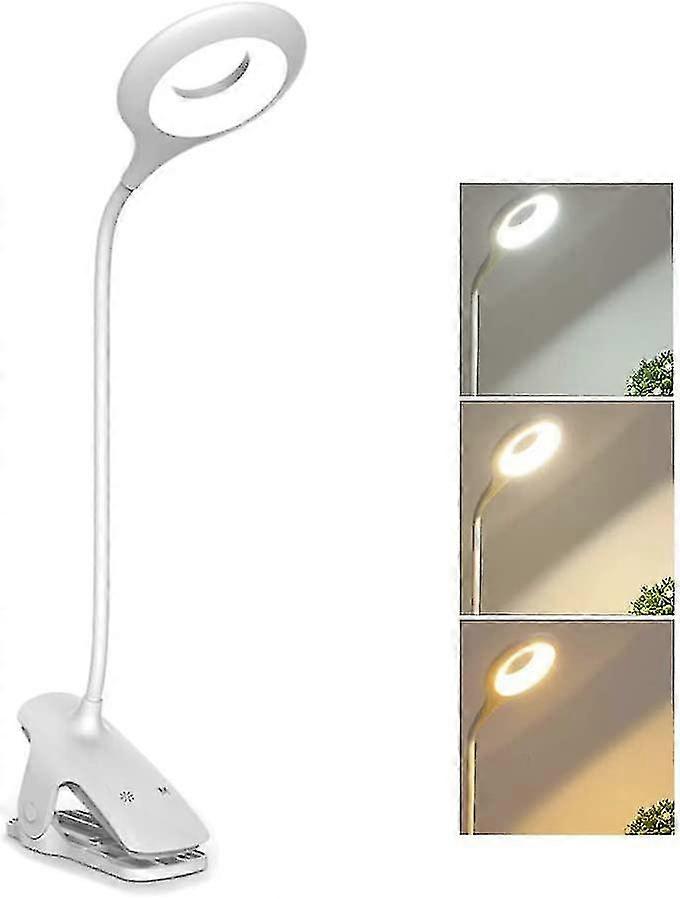 Cordless Led Desk Lamp, 3 Color And 3 Dimmable, Touch Bedside Light With Clip For Children Rechargeable