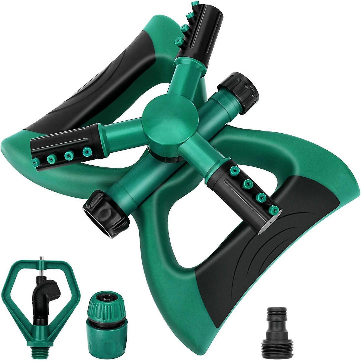 Automatic Garden Sprinkler 360Rotating Adjustable Large Area Coverage Lawn Irrigation System with Leak-Free Design, Durable 3-Arm Sprayer, Easy Connec