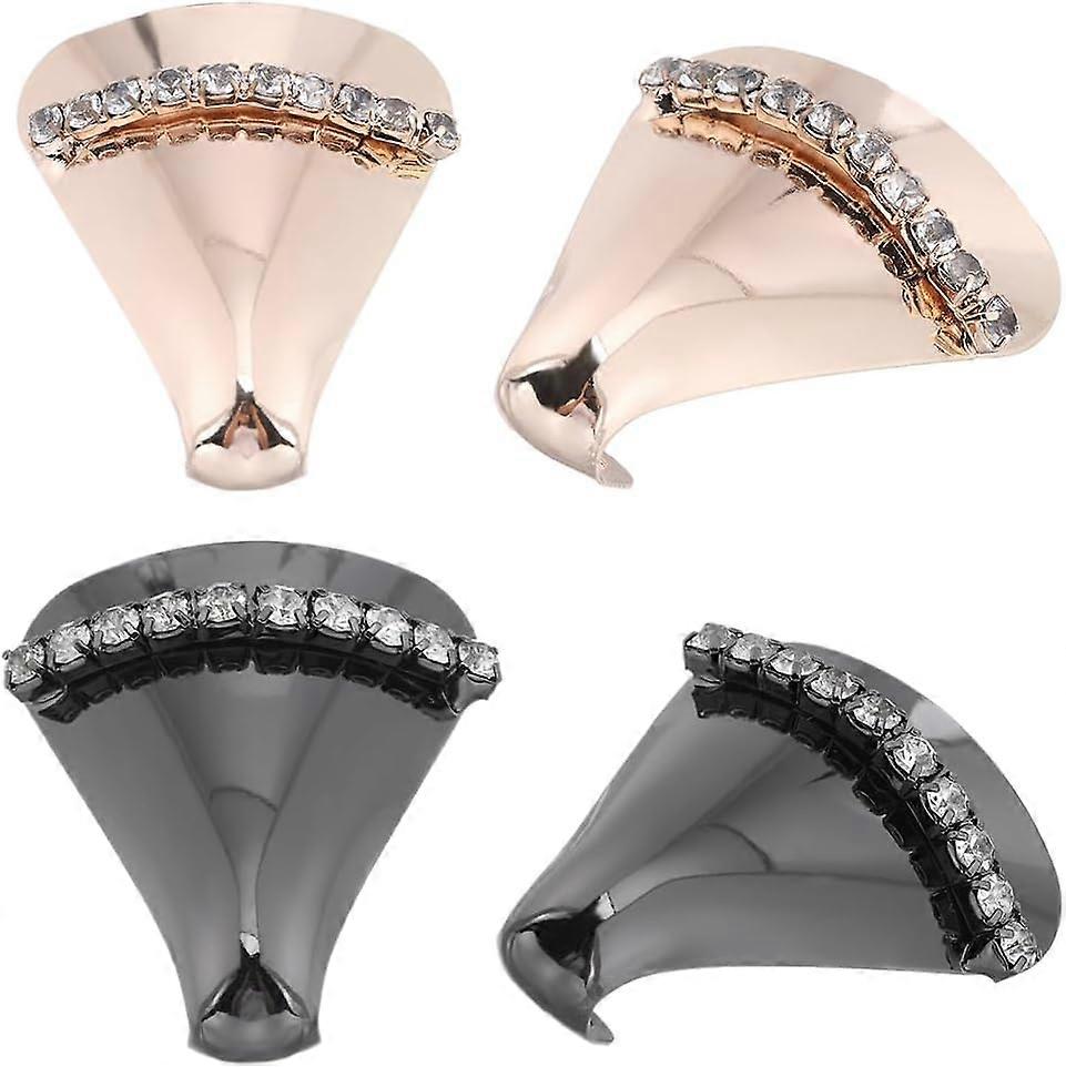 4PCS 2 Colors High Heels Toe Caps Metal Shoes Pointed Protector Toe Protection Head Tip Cover Durable Shoes Crystal Rhinestone Elegant Supplies for Sh