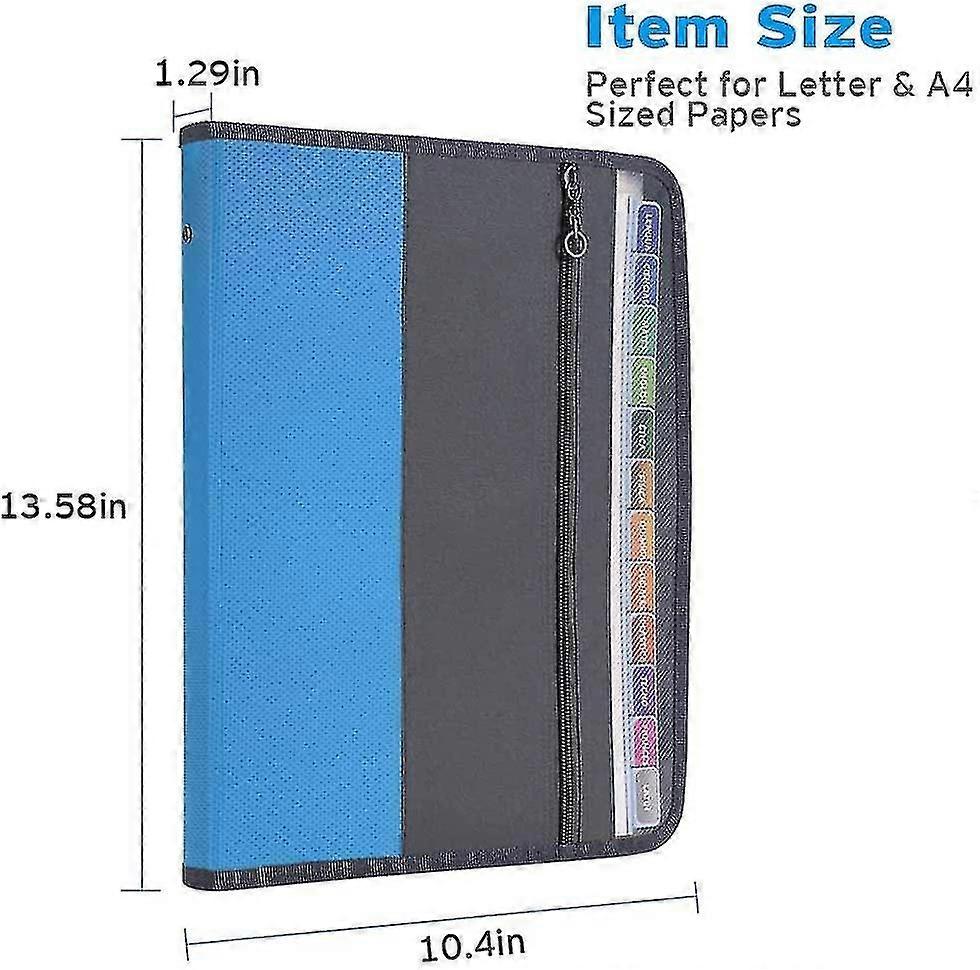 Blue 13 Pocket Expanding File Folder With Sticky Labels, Accordion File Folder Document Organizer