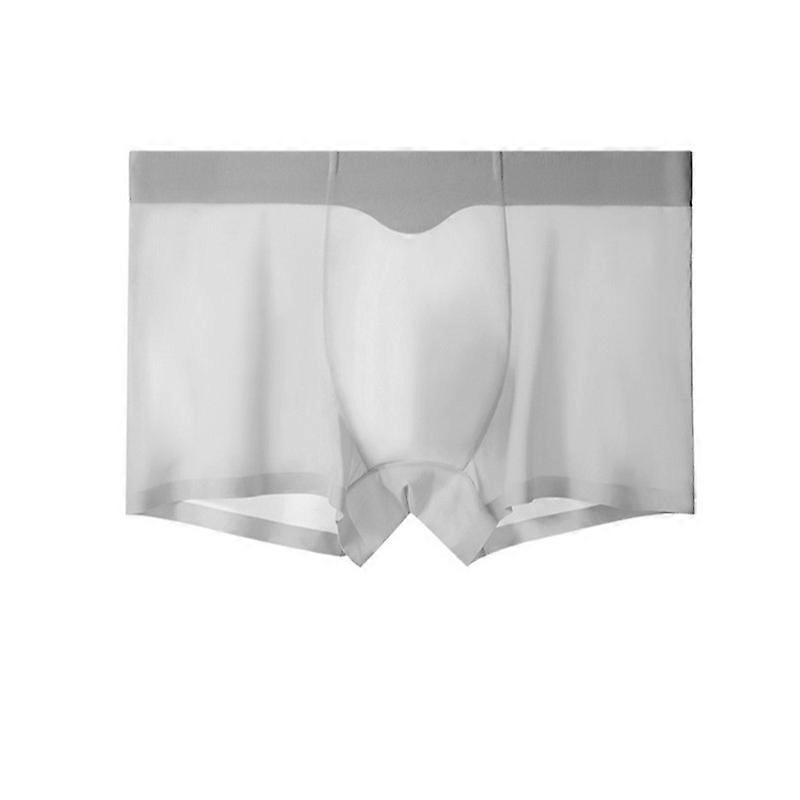 Men's Traceless Underwear Ice Silk Boxer Brief Sexy See-Through Transparent Briefs