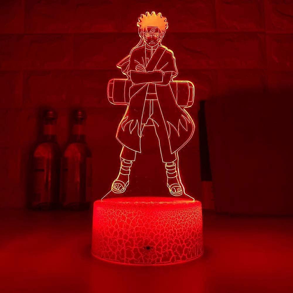 Night Light Plug in 3D Lamp Japanese Anime Kurama Figure Nightlight Gift for Kids Child Bedroom Decor Color Changing Crack Lamp Boys Girls Kids