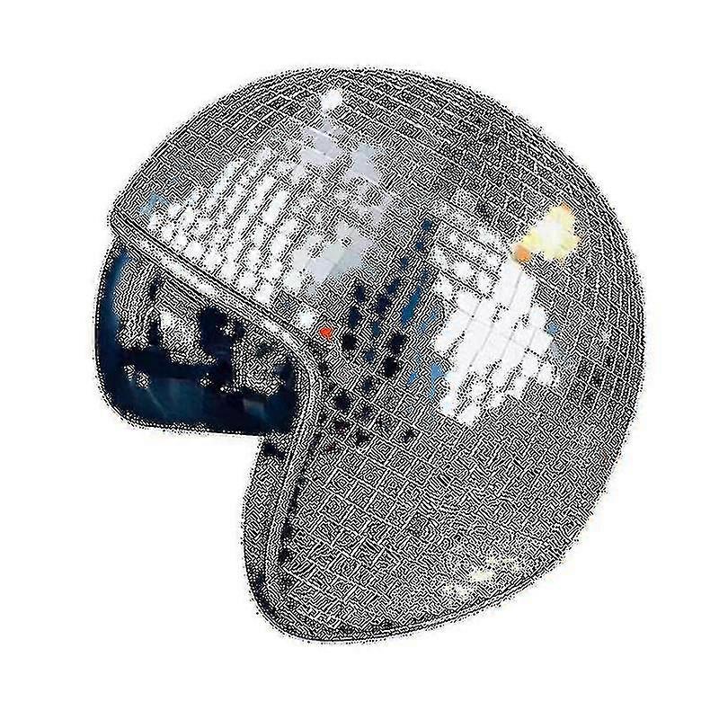 1 Stück Discokugelhelm mit einziehbarem Visier für Nachtclub Cool Props (silber)