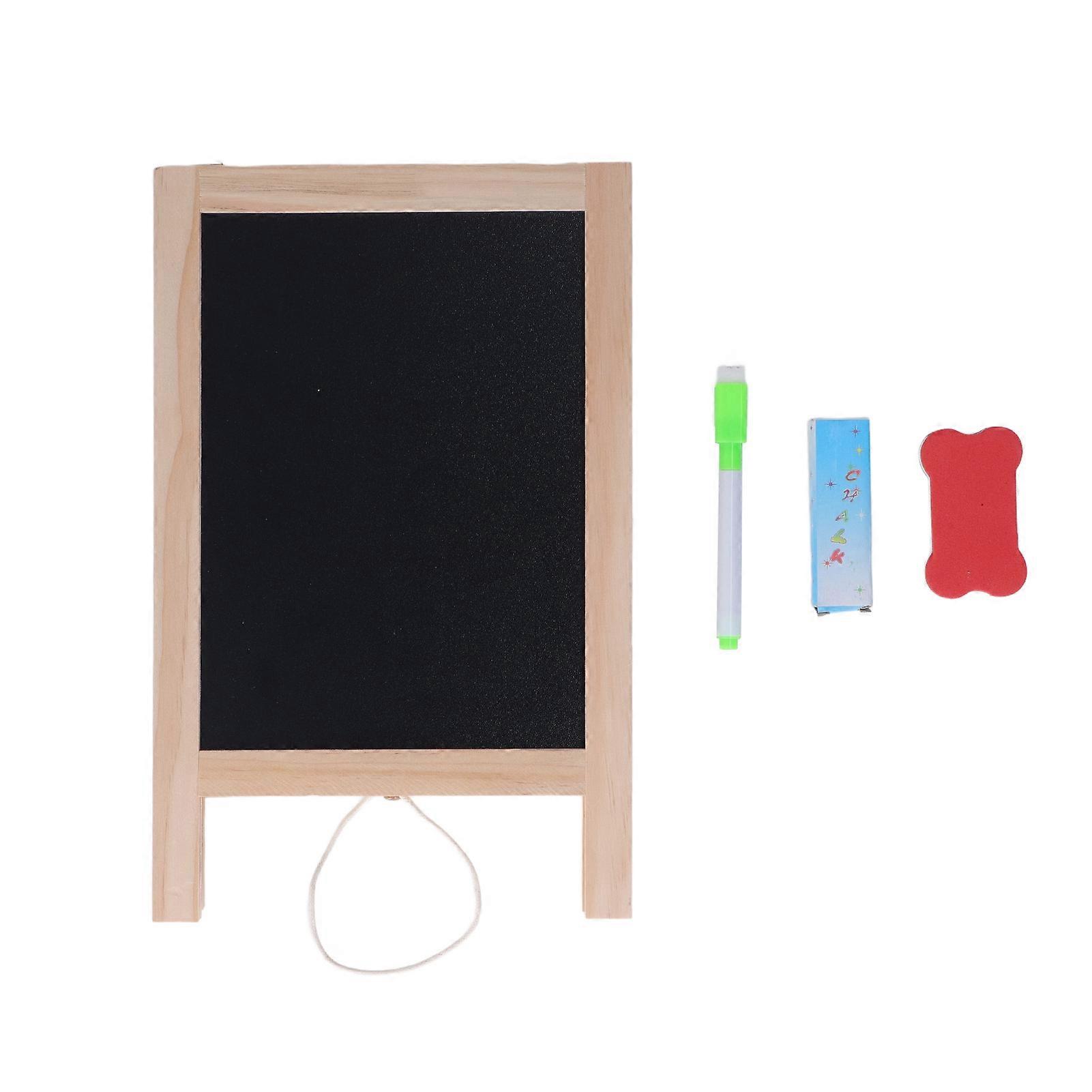 Double Sided Easel Chalkboard 19x30cm Polished Wooden Structure Magnetic Whiteboard Easel with Foldable Stand Chalk