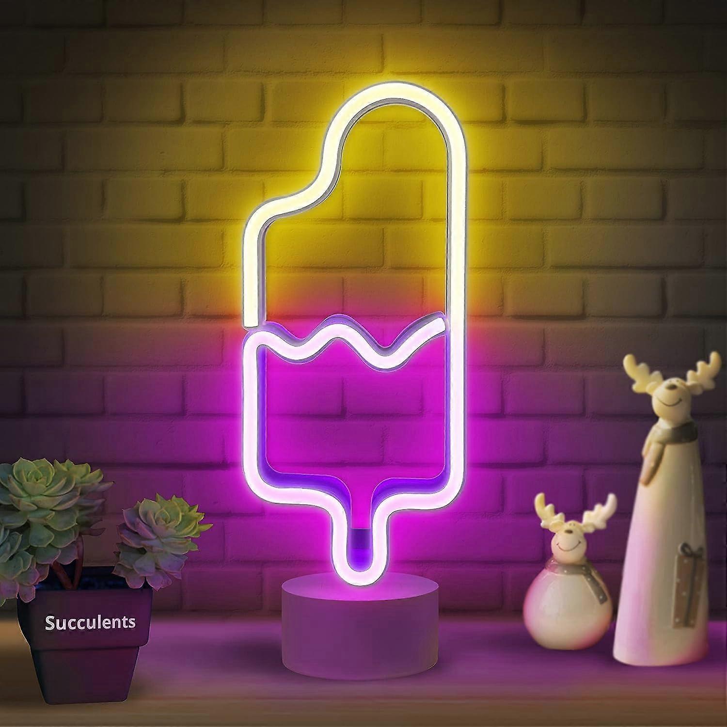Popsicle Neon Light - Eiscreme Nachtlichtlampe mit Ständer