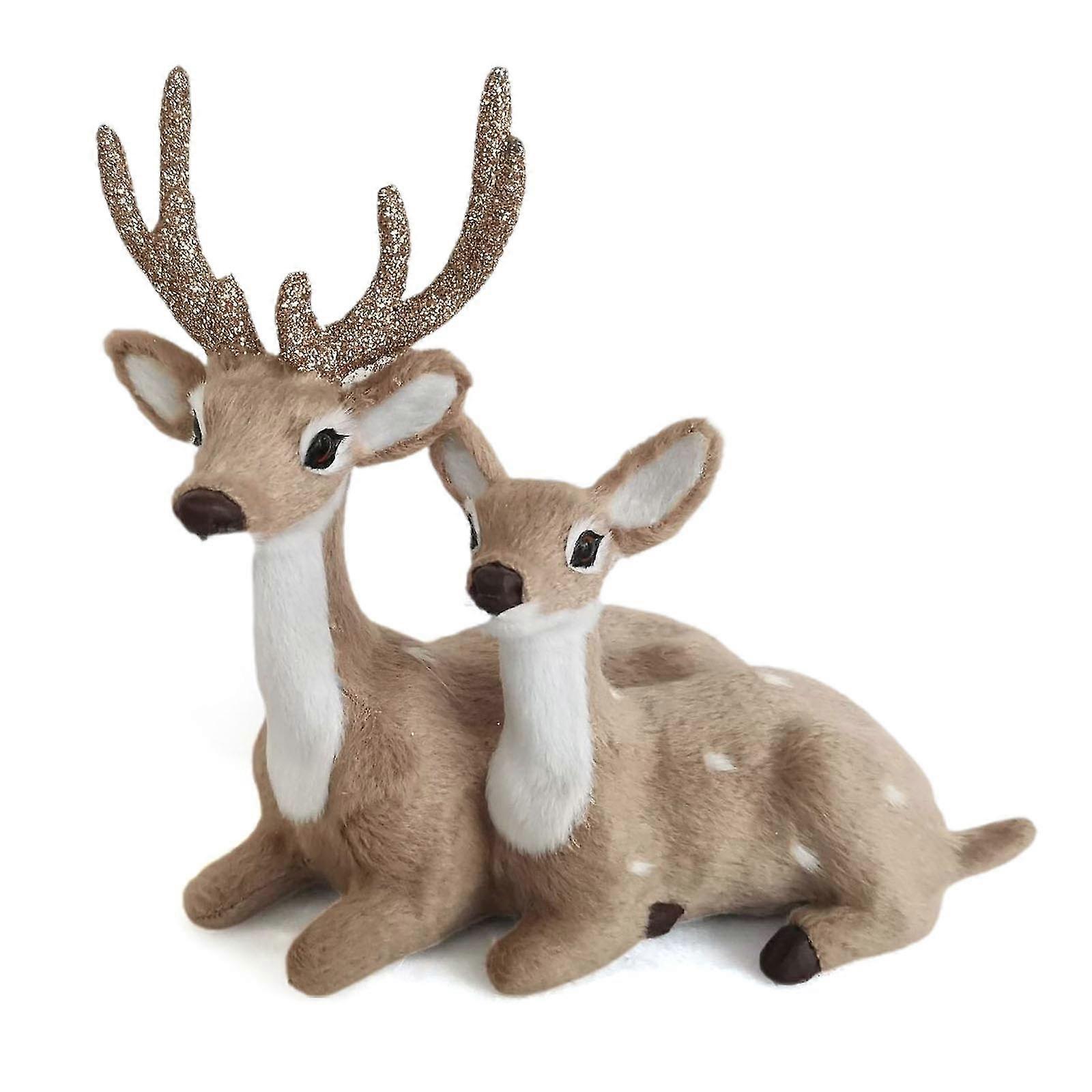 Kunstig hjort liggende julepynt Simulation Dyr Elg Rekvisitter Grå dekorationer (17x9x16cm),brun