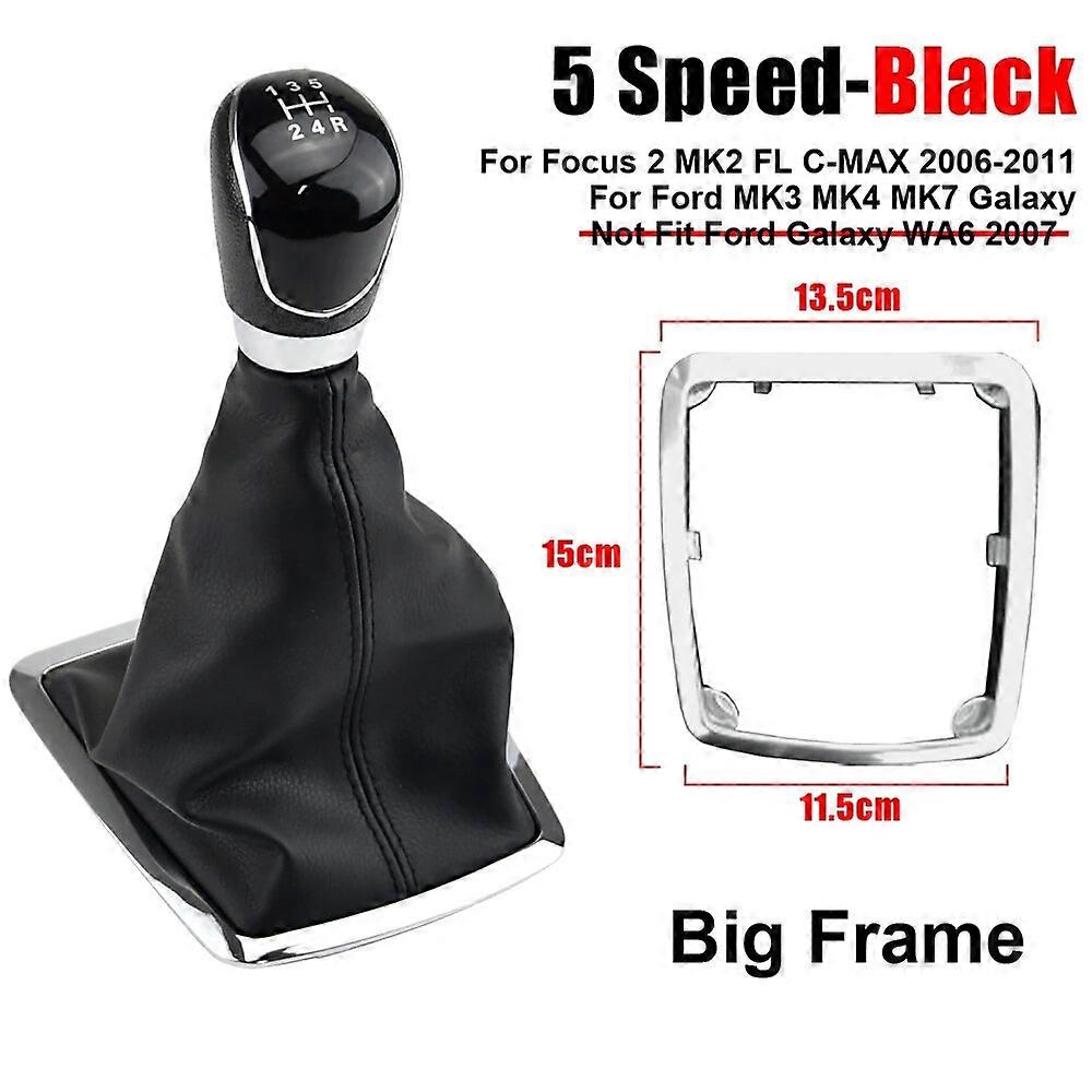 Silver Black Gear Shift Knob 5 Gear 6 Speed Manual For Ford Focus 2 MK2 FL C-MAX 2006-2011 MK3 MK4 MK7 Galaxy