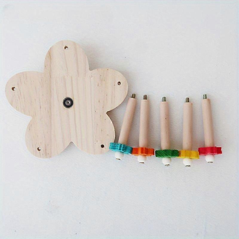 Parrot Bird Toy, Parrot Foraging Wheel Bird Feeder Toy, Rotating Perch Toy For Birds With 5pcs Wooden Food Holder Perches