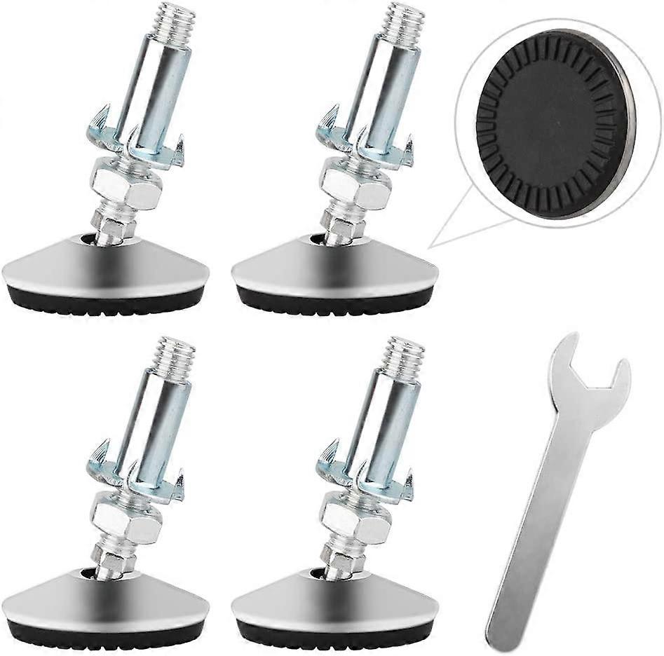 4 Set M10 Adjustable Leveling Feet, Heavy Duty Height Adjuster Furniture Leveler Foot With T Nut, Screw On Cabinet Restaurant Table Chair Self Leveler