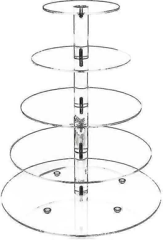 Support de gâteau en acrylique 5 niveaux Display Tower Tree pour plateau de service empilé pour fête Wedding Cake Dessert Clear Round