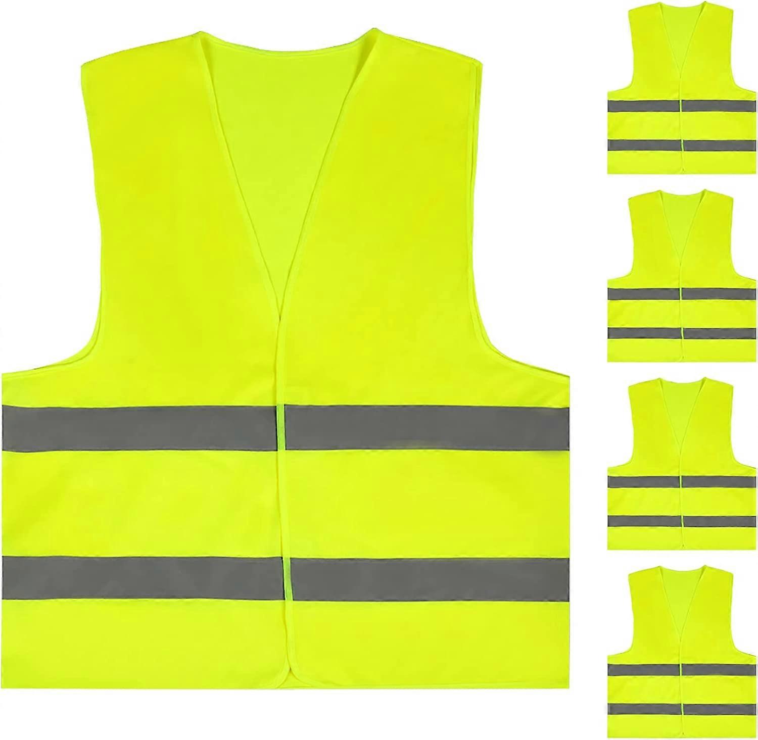 5 Pack High Visible Vests, Standard Size High Visible Safety and Emergency Jackets, Unisex Reflective Safety Vests