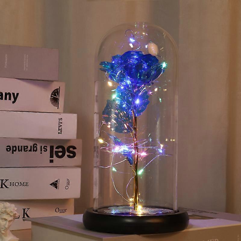 Artificial Roses Flower in Glass Dome with LED Lights Valentines Eternal Roses Gifts For Her