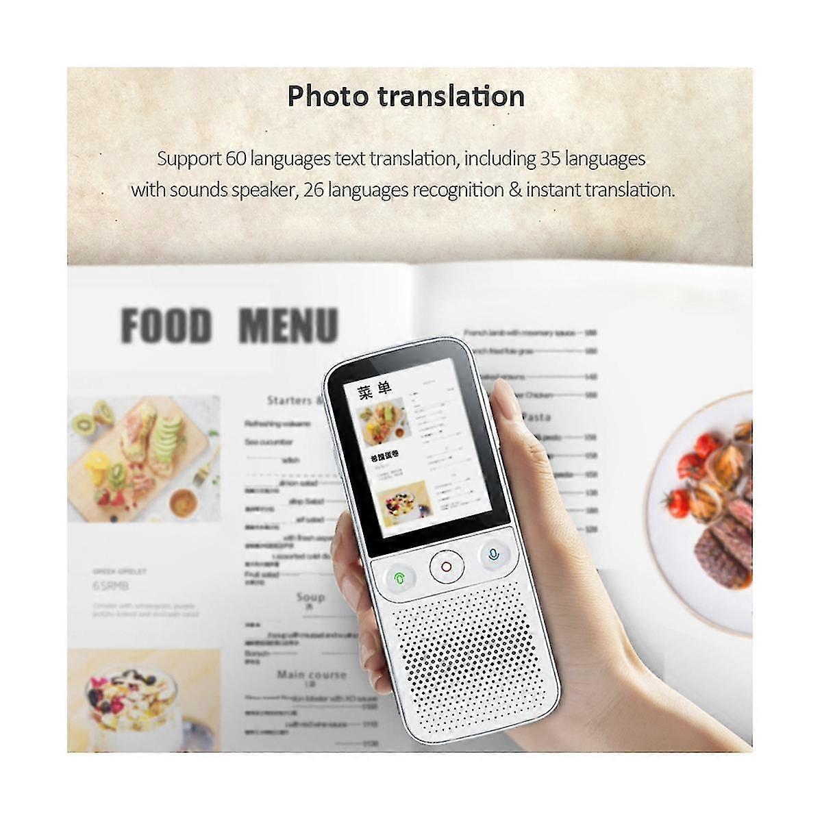T10pro Intelligent Voice Translation 138 Language Translator Wifi Smart Photo Translation Recorder Translator White