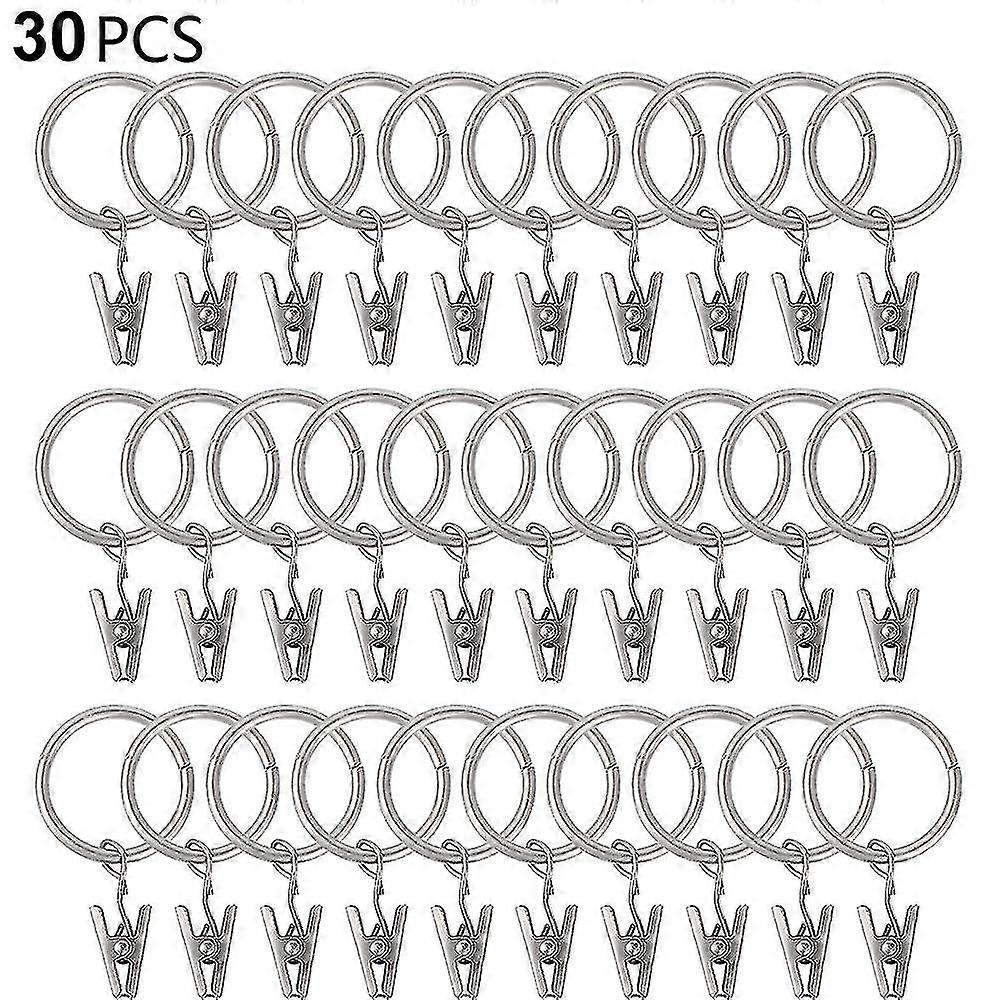 Set Of 30 Curtain Rings With Clips Hooks With Eyelets For Drapery
