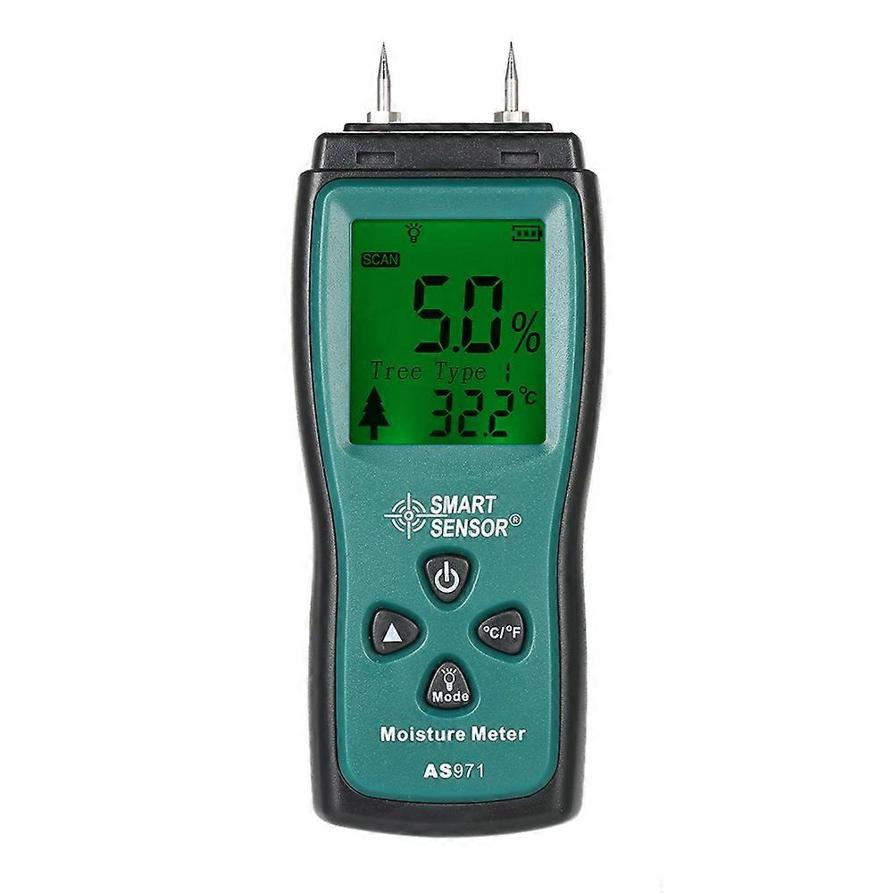 SMART SENSOR AS971 Handheld Mini Wood Moisture Meter Digital LCD Lumber Damp Meter Detector Tester 2 Pin Probe Range