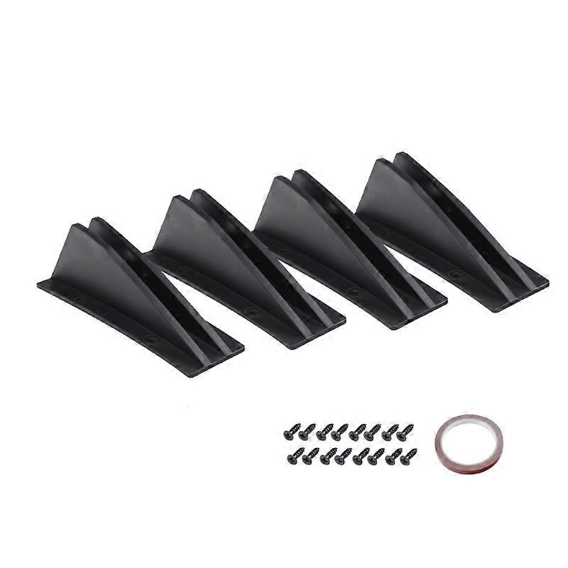 4Pcs Rear Bumper Lip Diffuser Black Car Shark Spoiler Universal for Car SUV