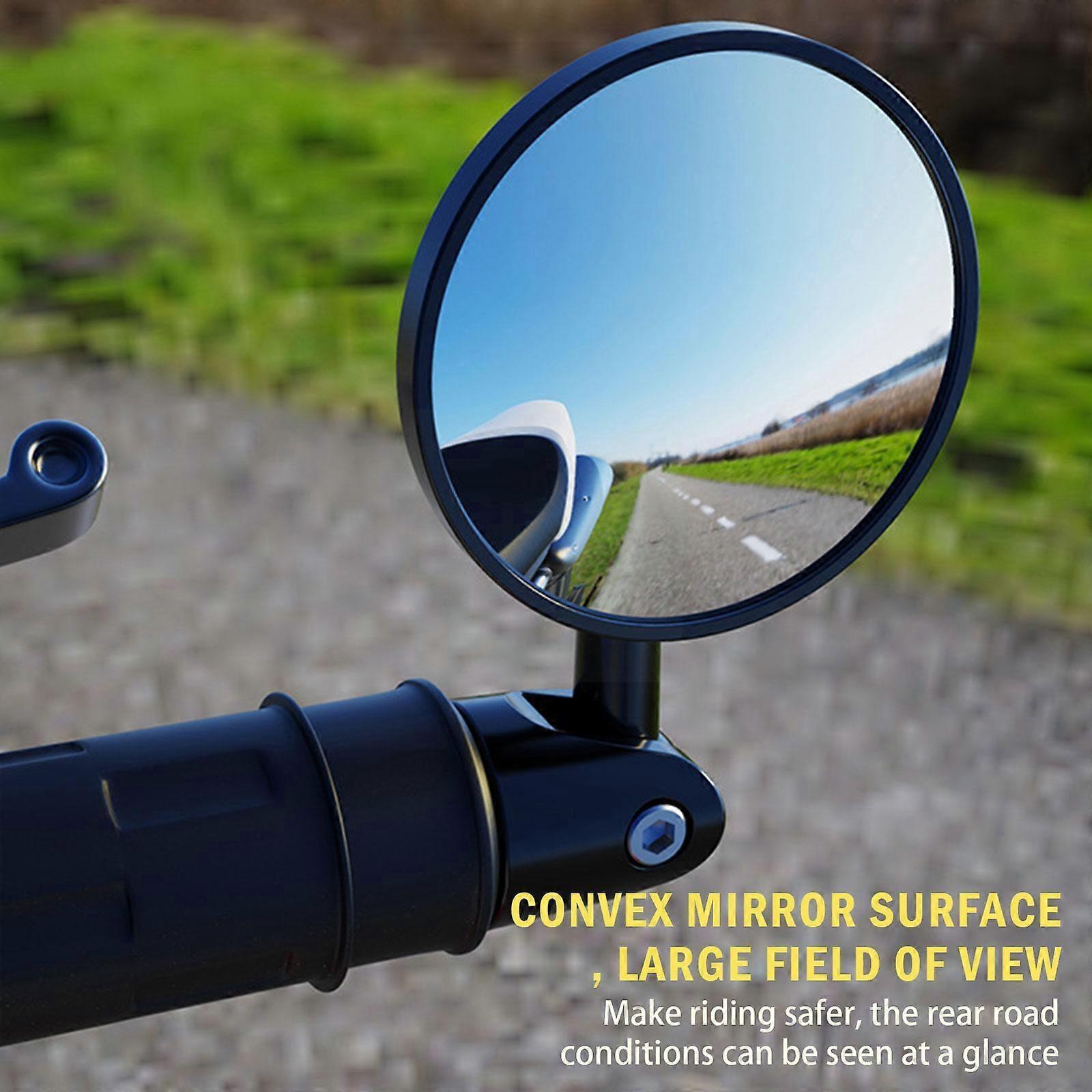 QX Pair Motorcycle Rear View Mirror Round 7/8" Handle Bar End Rearview Side Mirrors For Cafe Racer K9J7