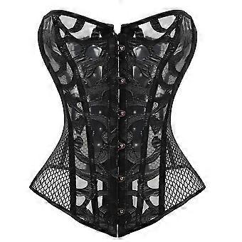 Corset Back Lace-up Corset Body Shaping Printed Mesh Gauze Sexy Shapewear European And American Court Corset