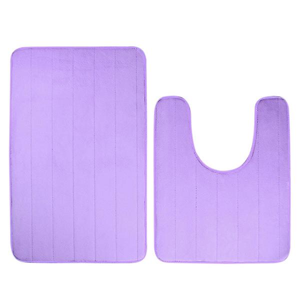 2pcs/set Non-slip Memory Foam Bath Rug + Washable Toilet Mat Set Water Absorption For Home