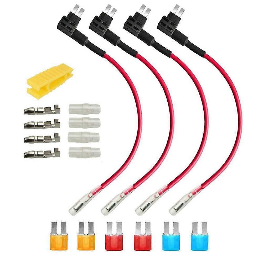 4Pcs 12V-24V Add-A-Circuit Micro2 Fuse Tap, Back Blade Fuse Holder with Wire Harness