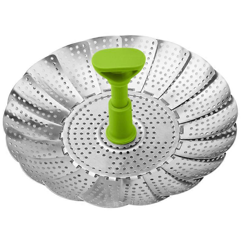 Collapsible Stainless Steel Telescoping Steamer Basket with Telescoping Heat Resistant Handle and Non-Slip Feet for Steaming Steamers