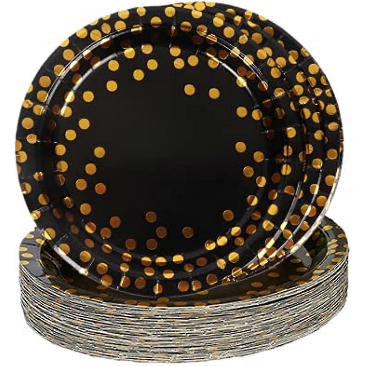 Topways Schwarzgold Papier Party Teller