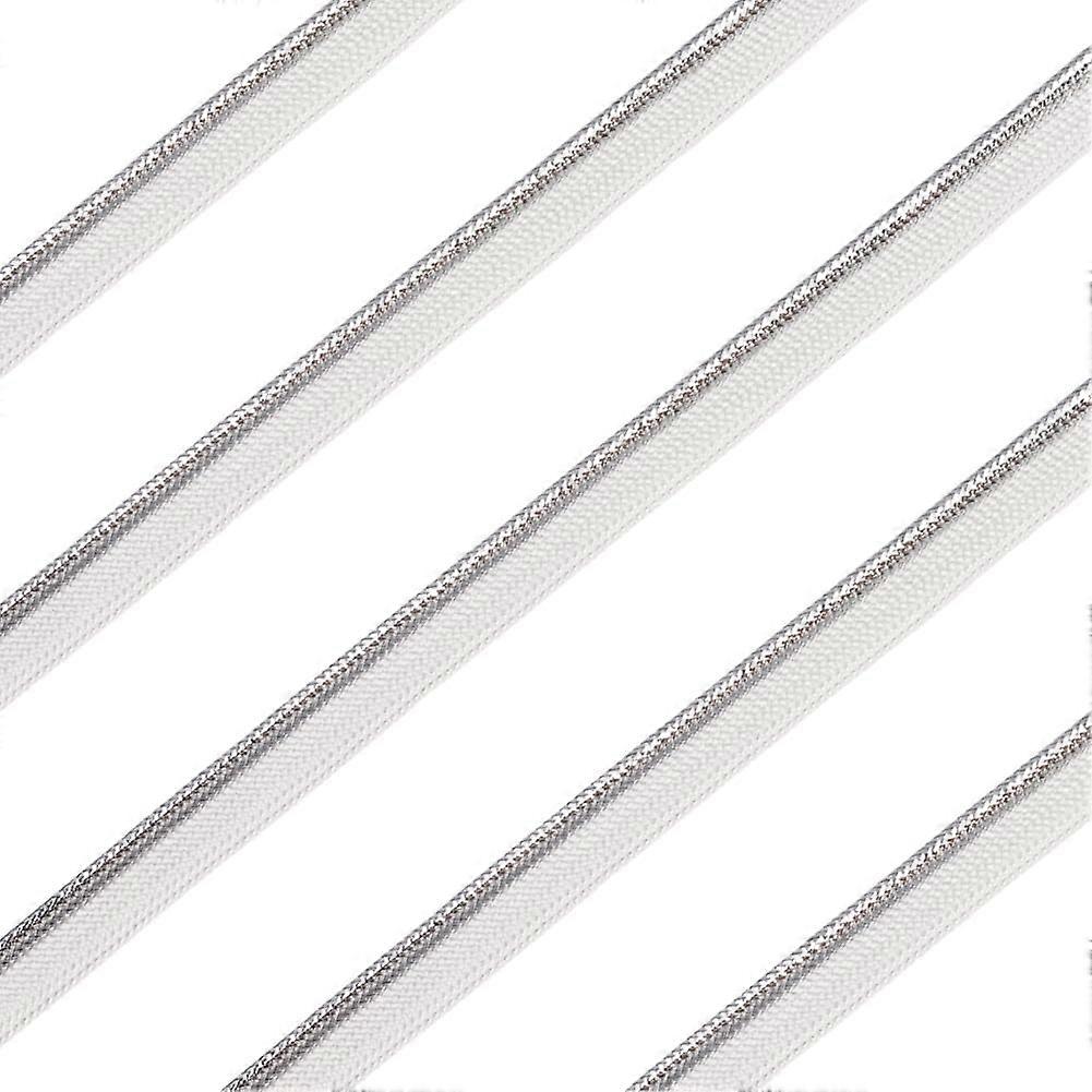 35m/38.15yards Piping Trim with Metallic 12mm/0.47inch Single Fold Bias Tape Polyester Binding Tape Silver White Flat Cord Trim for Home Decor Tieback