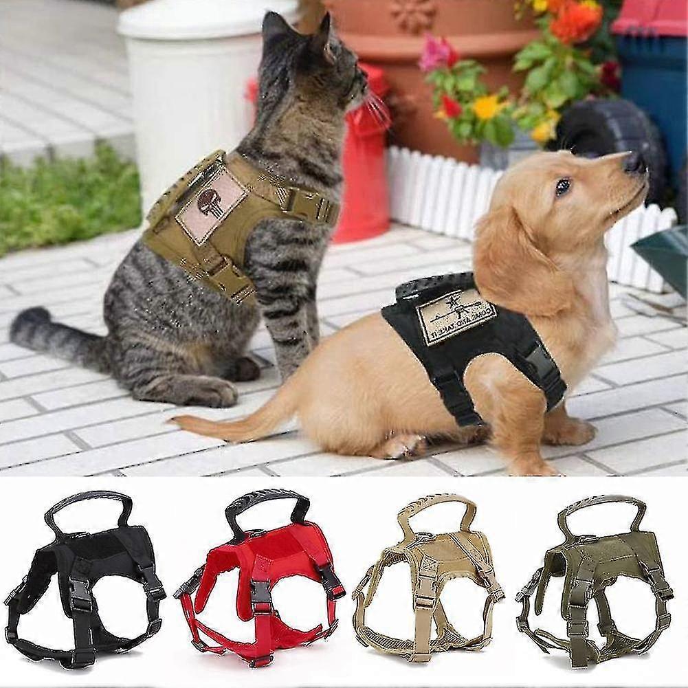 Tactical Cat Harness For Walking Escape Proof Adjustable Pet Vest Harness Soft Mesh With Control Handle For Large Cat Small Dog