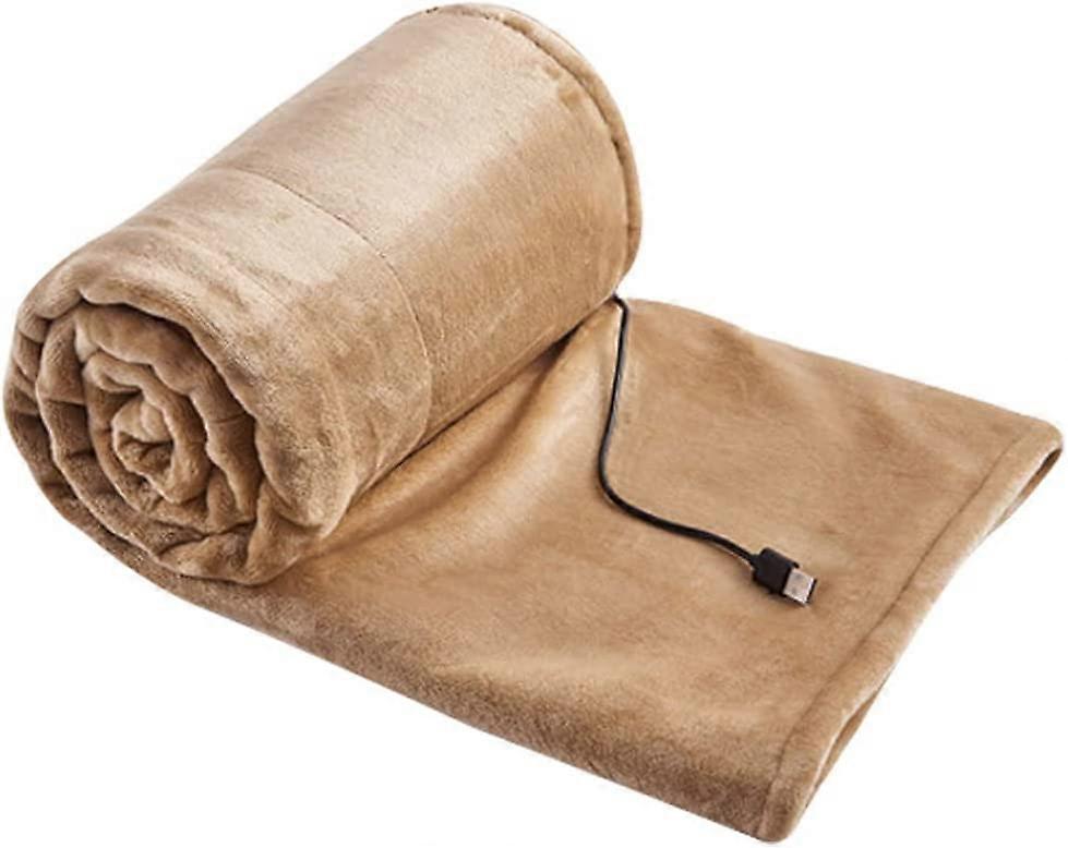 USB Electric Heated Blanket, 140x80cm Flannel Electric Heated Blanket with 3 Heating Levels Yellow