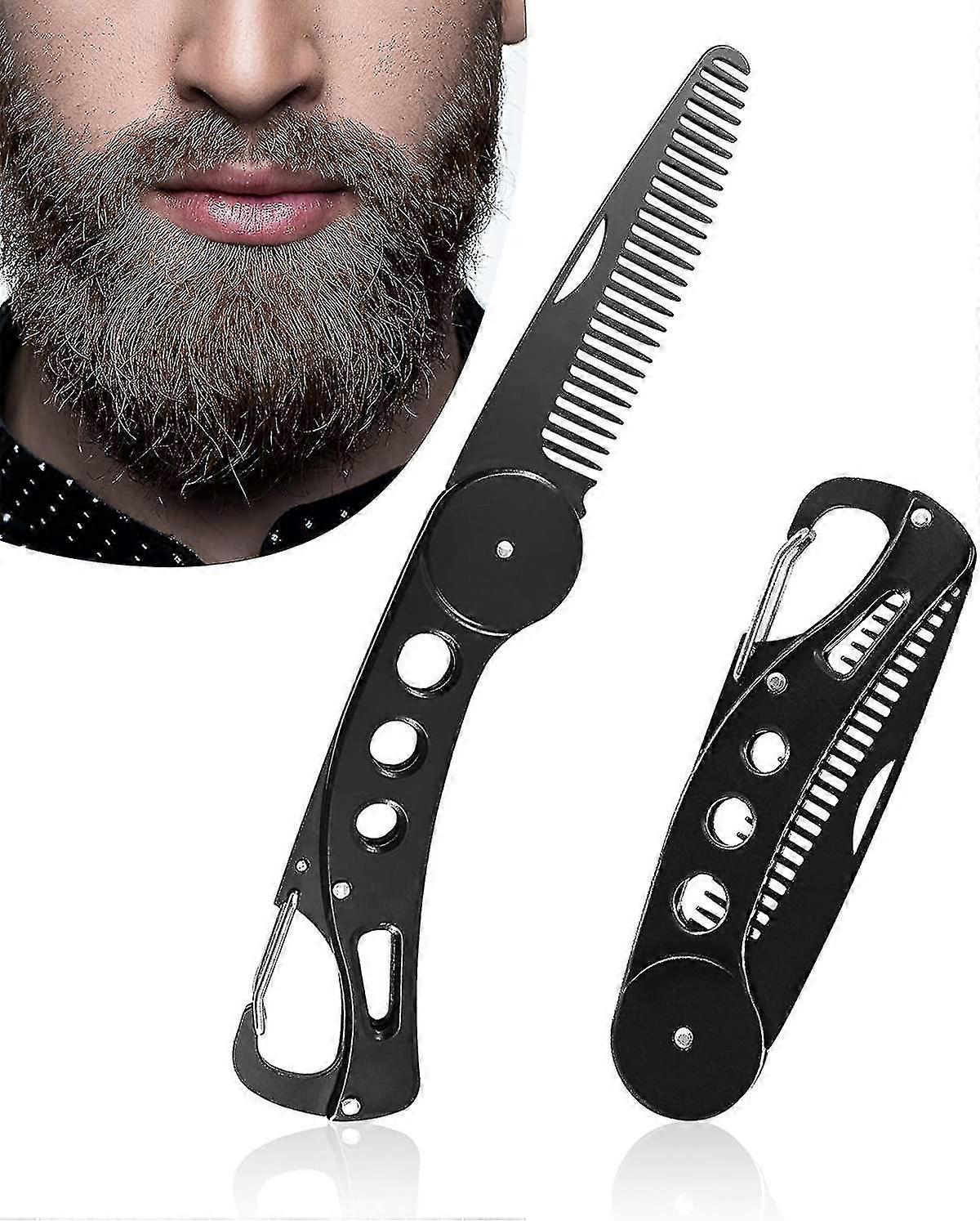 Beard Comb Stainless Steel Beard Combs Folding Beard Comb Mustache Pocket Comb Tw