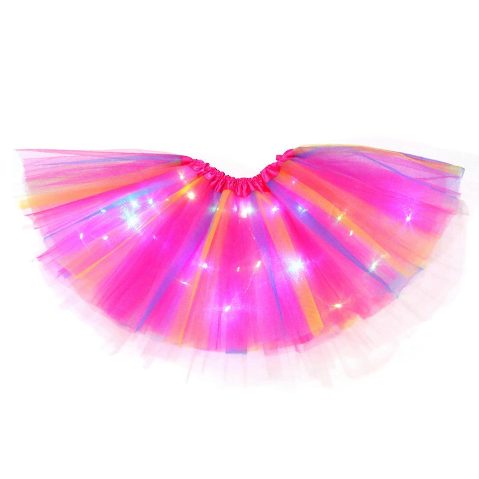 Kid Tutu Jupe lumineuse Led avec Lumière Arc-en-ciel Impression Jupe Demi-Corps Mesh Jupe Taille Taille 30cm
