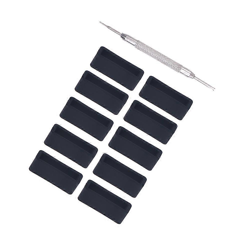 11pcs Replacement Silicone Watch Band Strap Loops Watchand Accessories 10pcs 18mm Black Loop + 1pc Watch Fixed Tool