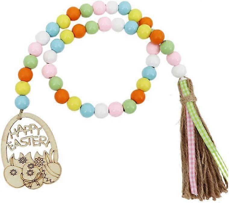 Grinalda de madeira antiga da Páscoa Grinalda de contas com franja